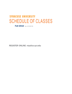 schedule of classes - Syracuse University