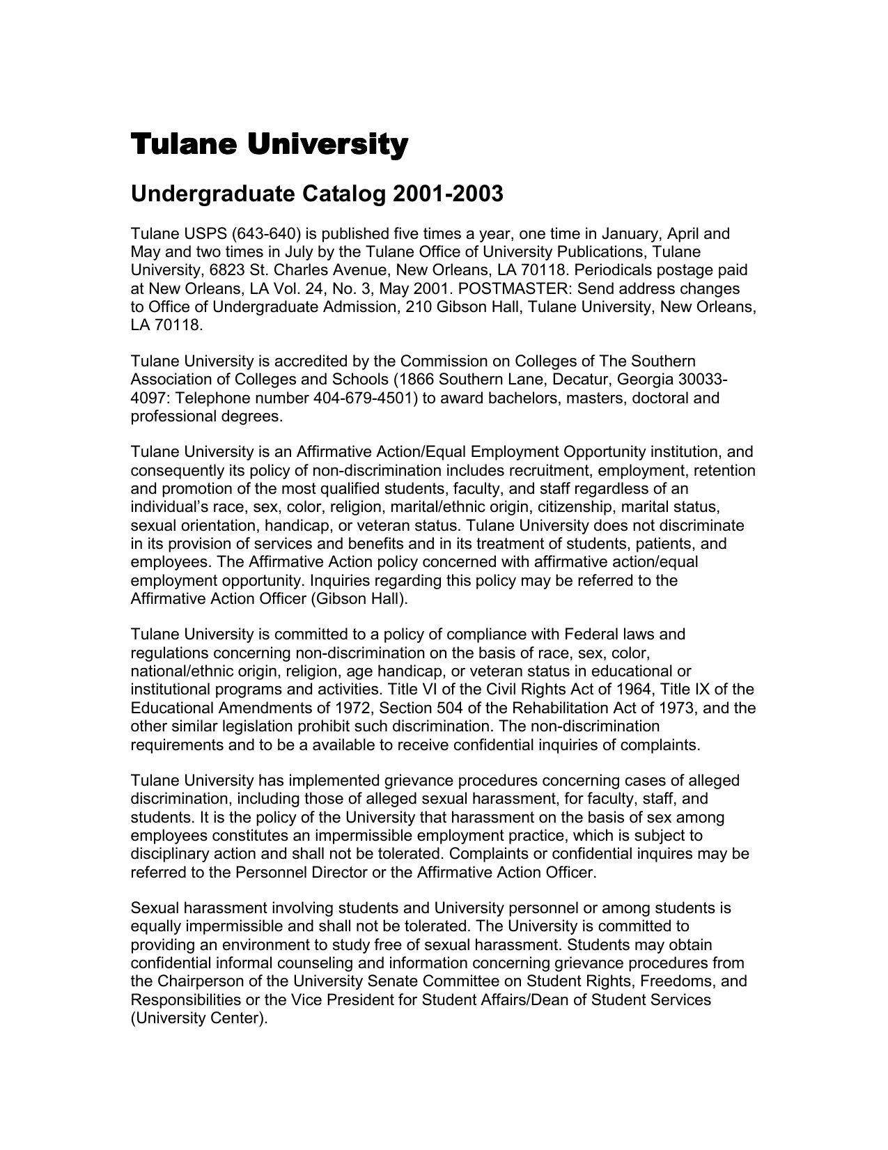 tulane university essay