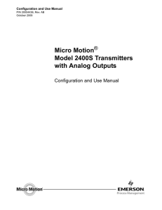 Micro Motion® Model 2400S Transmitters with Analog