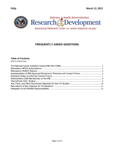 VA ORO HRPP FAQ - Institutional Review Board