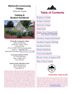 Table of Contents - Wytheville Community College
