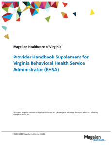 Virginia BHSA Provider Handbook Supplement