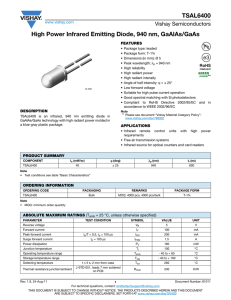 TSAL6400 High Power Infrared Emitting Diode, 940 nm, GaAlAs/GaAs