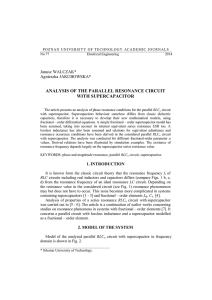 analysis of the parallel resonance circuit with supercapacitor