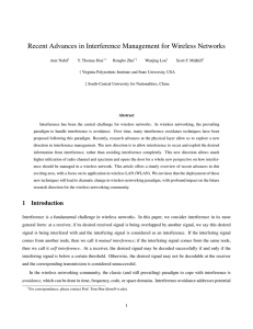 Recent Advances in Interference Management for Wireless Networks