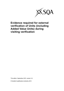 Evidence required for external verification of Units