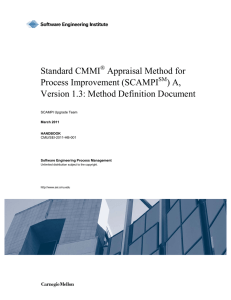 Standard CMMI Appraisal Method for Process Improvement