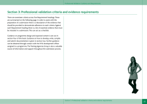 Section 3: Professional validation criteria and evidence requirements