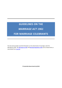 Guidelines on the Marriage Act 1961 for Marriage Celebrants