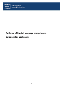 Evidence of English language competence