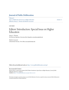Editors` Introduction: Special Issue on Higher Education