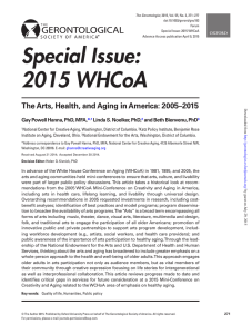 Special Issue: 2015 WHCoA - National Center for Creative Aging