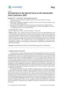 Introduction to the Special Issue on the Sustainable Asia