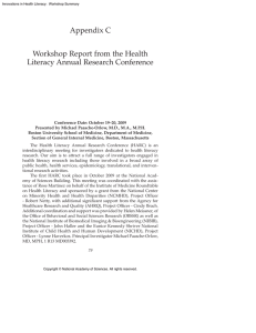 Workshop Report from the Health Literacy Annual Research