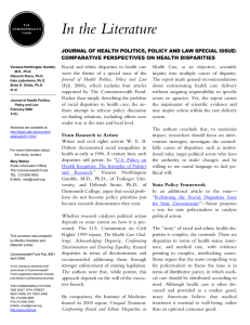 Journal of Health Politics Policy and Law health disparities special