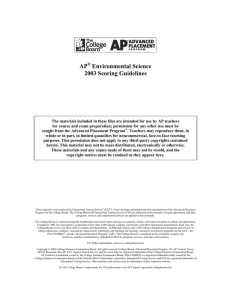 2003 AP Environmental Science Scoring Guidelines