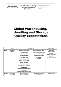 Global Warehousing, Handling and Storage Quality Expectations