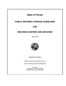 Public Records Storage Guidelines for Records Centers and Archives