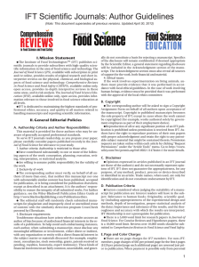 IFT Scientific Journals: Author Guidelines