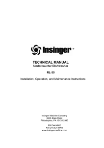 Undercounter Dishwasher-RL-30 - Insinger Machine Company