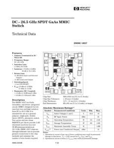 HMMC-2027: DC-26.5 GHz SPDT GaAs MMIC Switch