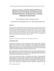 single-diode and two-diode pv cell modeling using matlab for