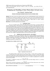 Designing and Modelling of Solar Photovoltaic Cell and Array