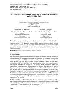 Modeling and Simulation of Photovoltaic Module Considering an