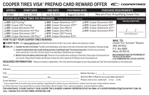 cooper tires visa® prepaid card reward offer