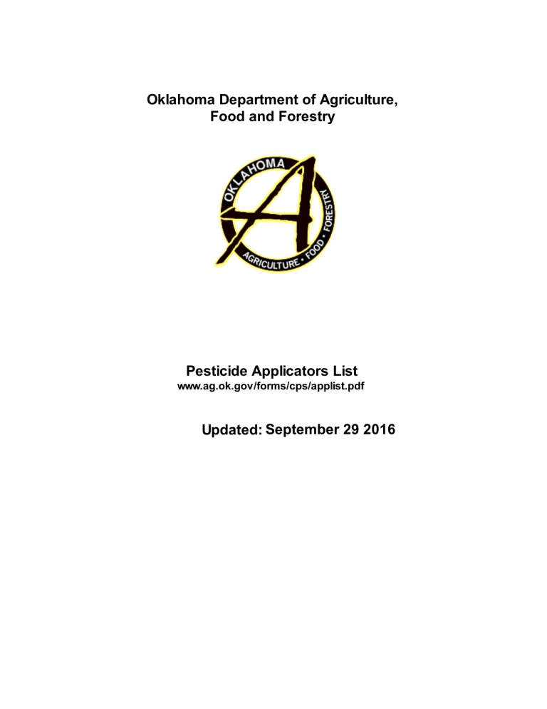 Pesticide Applicators List Oklahoma, Abbott 8217 S Landscape Nursery Ann Arbor Michigan