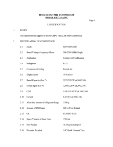HITACHI ROTARY COMPRESSOR MODEL