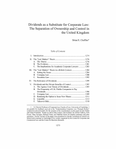 Dividends as a Substitute for Corporate Law