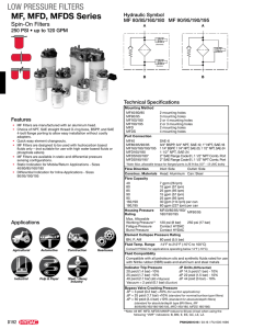 LOW PRESSURE FILTERS MF, MFD, MFDS Series