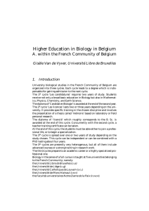 Higher Education in Biology in Belgium