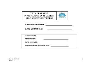 teta learning programme evaluation self assessment form