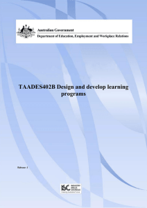 TAADES402B Design and develop learning programs