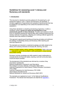 Guidelines for assessing Literacy and Numeracy unit standardsAug11