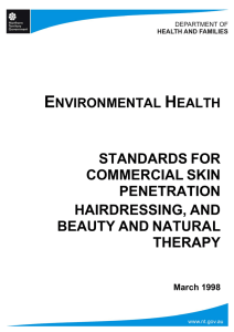 standards for commercial skin penetration hairdressing, and beauty