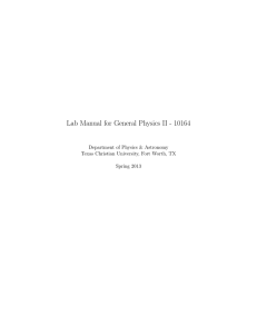 Lab Manual for General Physics II - 10164