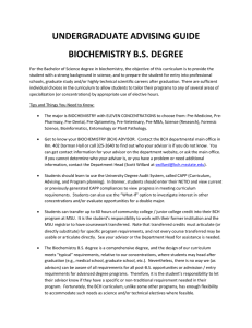 undergraduate advising guide biochemistry bs degree