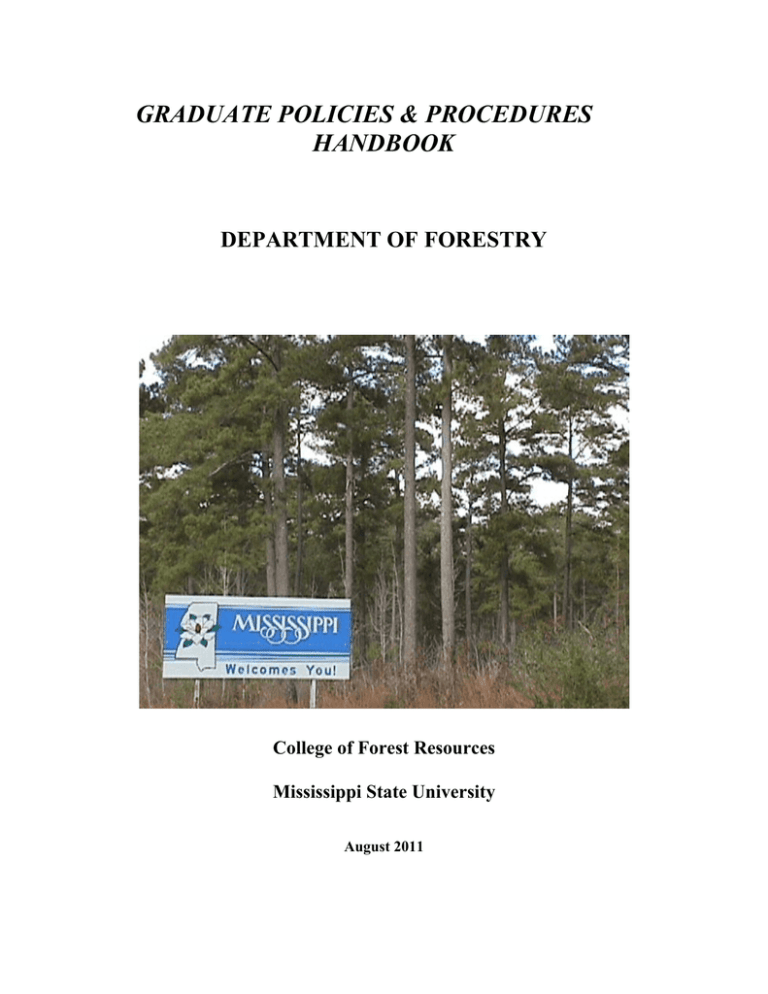 Graduate Student Handbook - College Of Forest Resources