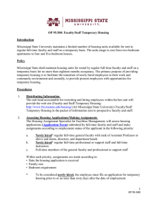 Faculty Staff Temporary Housing - Policies