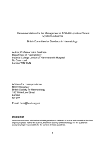 Recommendations for the Management of BCR-ABL