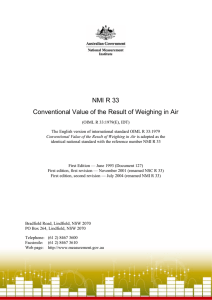 NMI R 33 Conventional Value of the Result of Weighing in Air