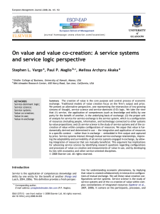 On value and value co-creation: A service systems and service logic
