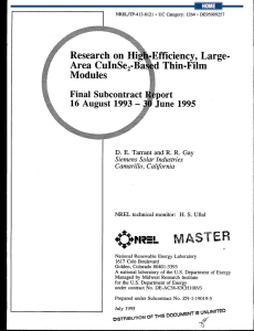 Research on high-efficiency, large-area CuInSe{sub 2}