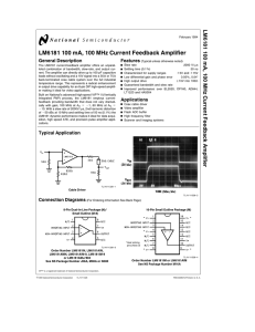 LM6181 100 mA, 100 MHz Current Feedback Amplifier