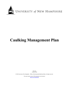Caulking Management Plan - University of New Hampshire