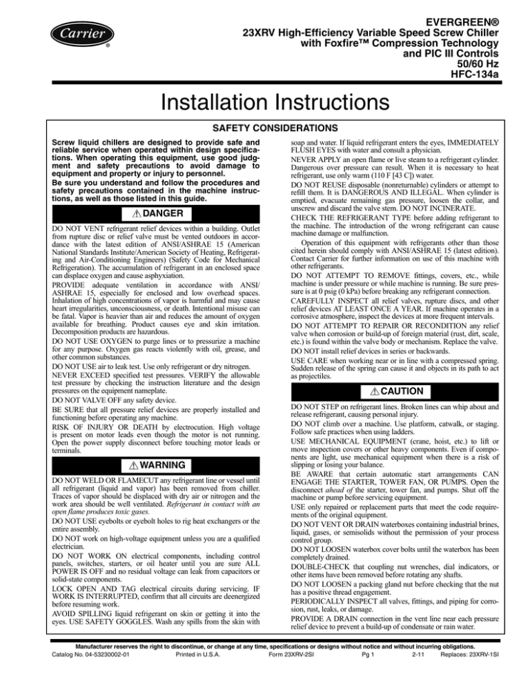 Installation Manual Carrier 23XRV