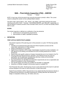 Q2A – First Article Inspection (FAI) – AS9102